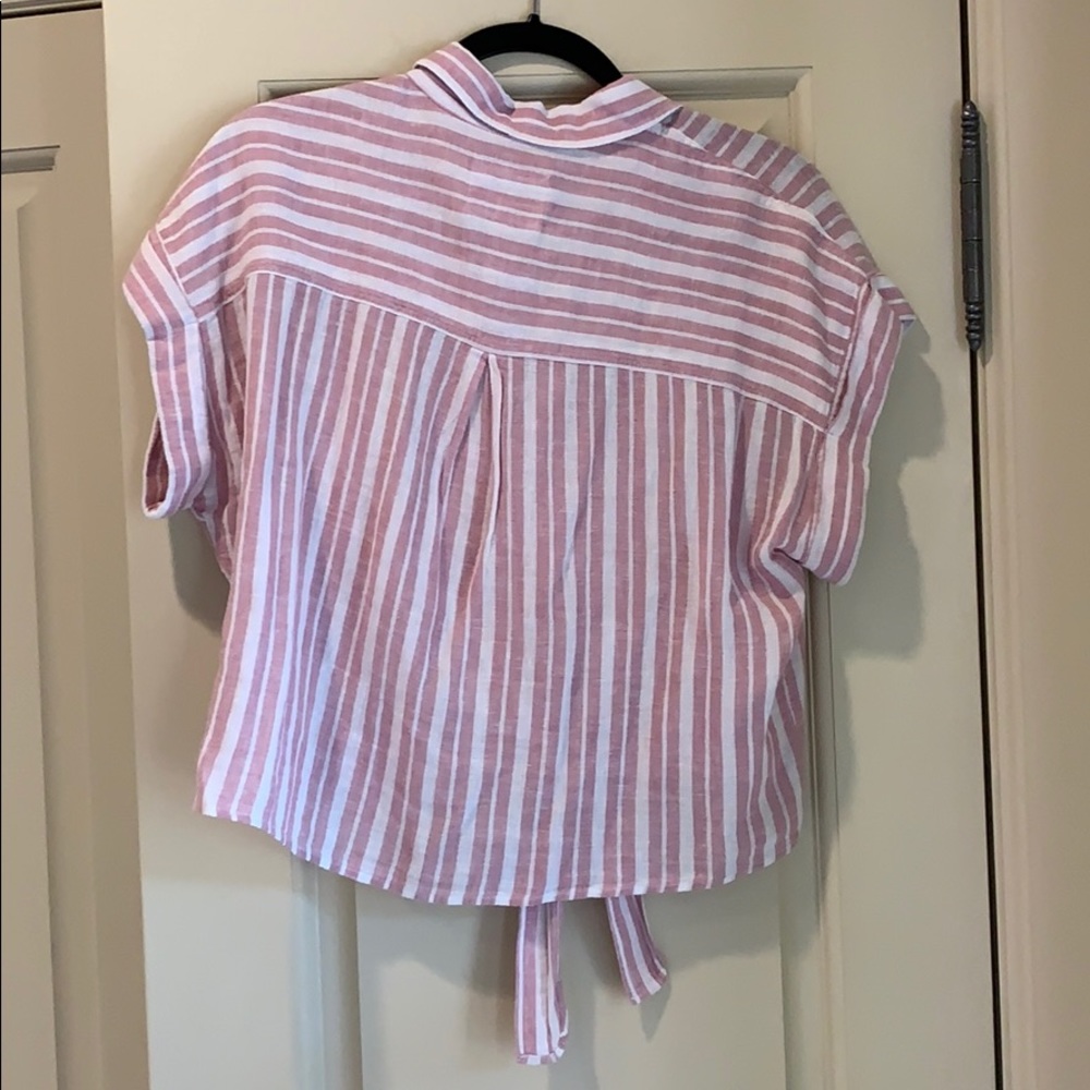 Rails Pink And White Button Down Top - image 3